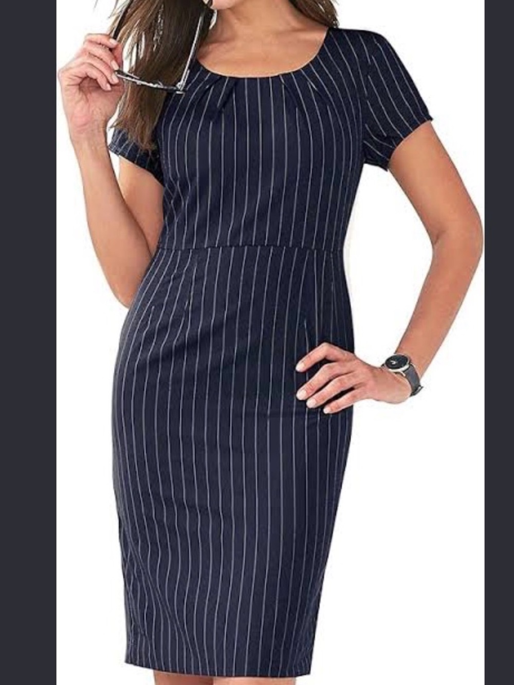 Banana Republic Navy Pinstripe Sheath Dress